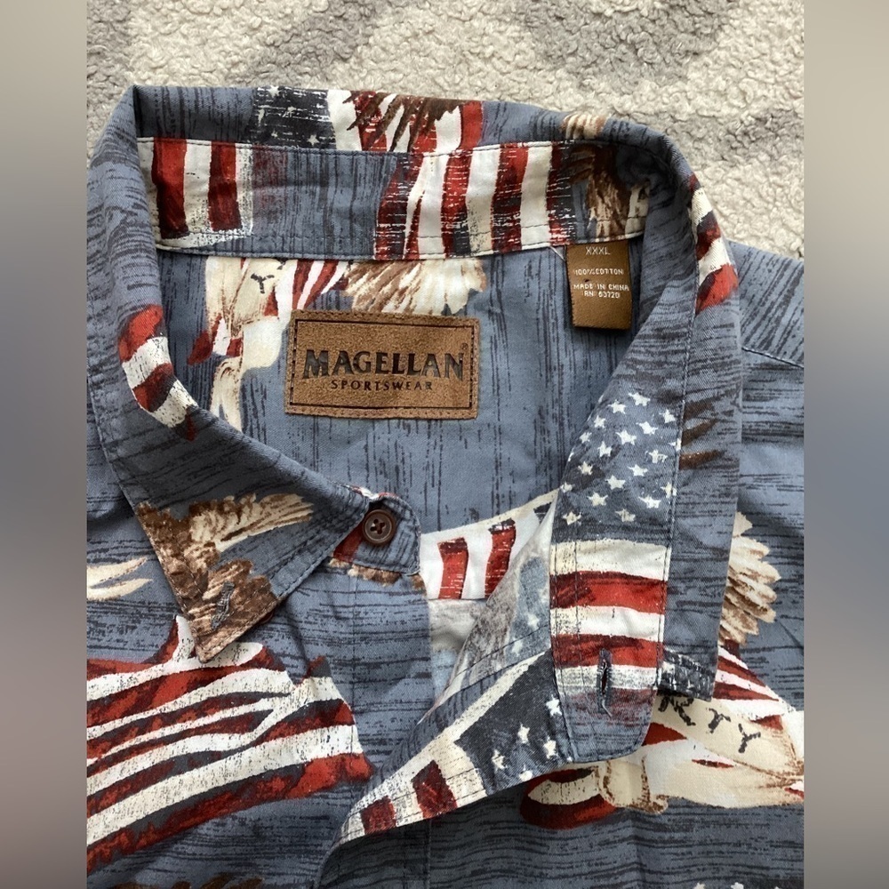 Magellan Mens American Flag Button up size XXL - Picture 2 of 4